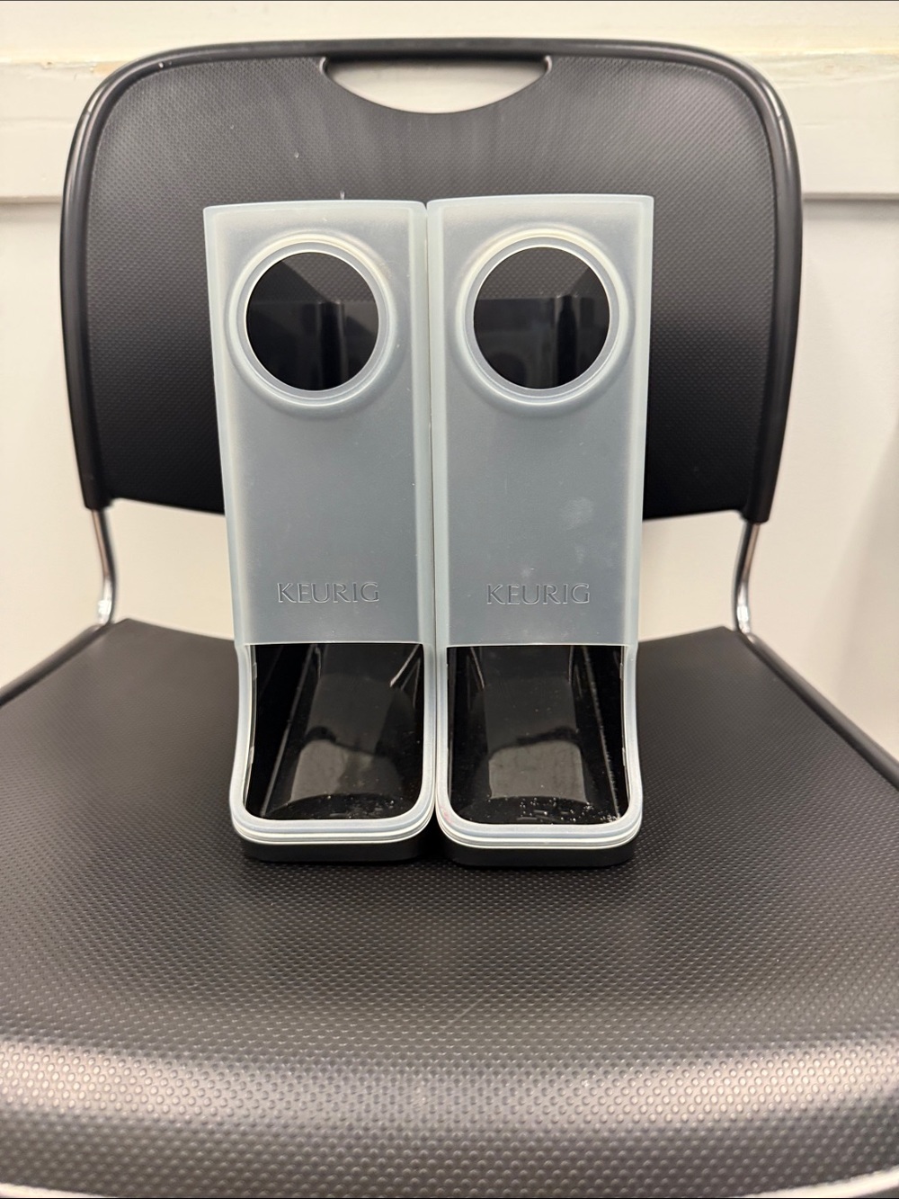 Keurig Pair of K-Cup Holders in Light Gray with Black Trays